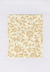white rectangle on a light background, white square with golden flowers, golden flowers on a white background, ornament on a white background, abstract background, abstract texture