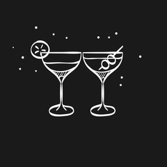 Sketch icon in black - Wine glass