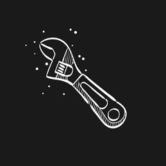 Obraz premium Sketch icon in black - Adustable wrench