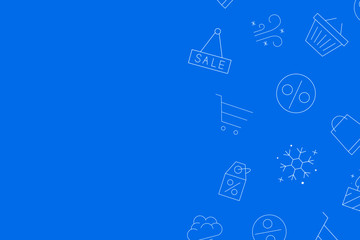 Winter sale blue background with line icon