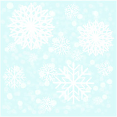 Snowy background, texture, big snowflakes on a blue background. Can be used to design works for the winter and New Year theme