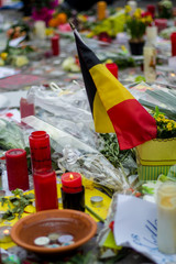 The day after the terrorist attacks on 23 March 2016. Citizens of Brussels mourning for the victims