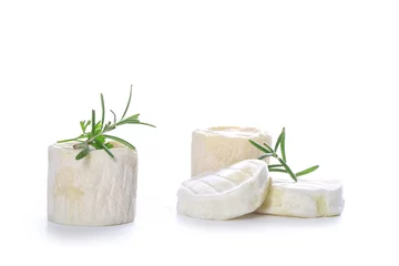 Papier Peint photo Produits laitiers fromage sur fond blanc