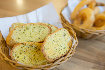 Garlic bread and onion Ring