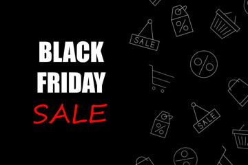 Black Friday Sale Poster with line icon. Vector illustration
