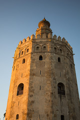 Obraz premium Torre Del Oro at Seville at Golden Hour