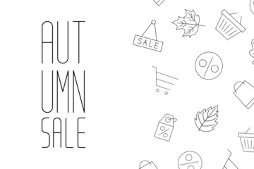 Autumn sale background layout decorate with line icon for shopping