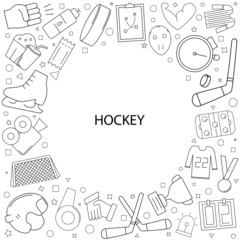 Hockey background from line icon. Linear vector pattern. Vector illustration