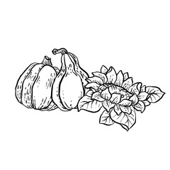 Coloring page in vector with household autumn elements