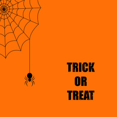Halloween background with a spider and a web. Vector illustration
