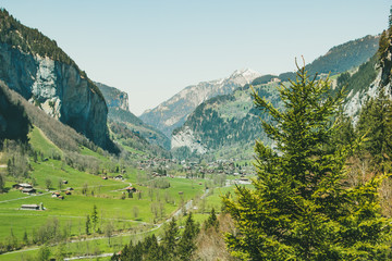 Fototapeta na wymiar View of the alps at Lauterbrunnen Switzerland
