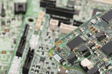 Electronic elements installed on the board Concept of repairing laptop computers
