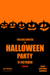 Invitation to Halloween party with bat, Vector illustration