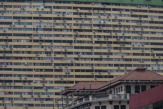 70s Building Wall Full Of Air Conditioners In Singapore