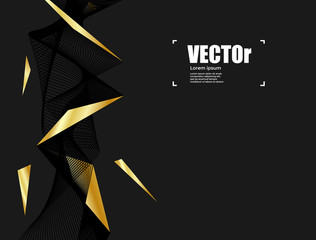 Abstract line gold black background concept Vector graphic design.