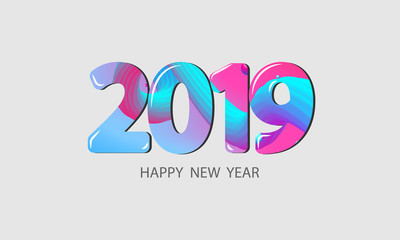2019 Happy New Year concept. Abstract gradients waves background. colorful vector illustration