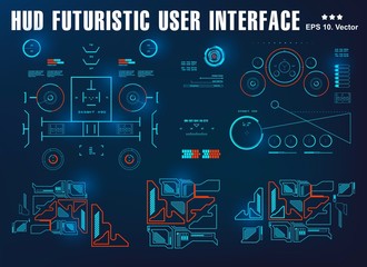 HUD Set elements target. Futuristic blue virtual graphic touch user interface, target