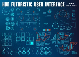HUD Set elements target. Futuristic blue virtual graphic touch user interface, target