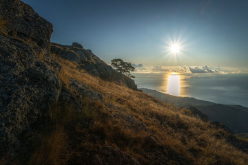 sunset in mountains