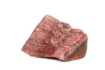 Macro mineral stone Bull eye, tiger's eye in the breed on a white background