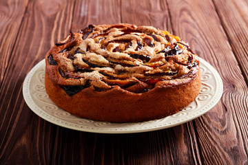 Plum cake, on plate