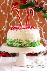 Candy cane explosion cake