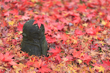 Jizo statue in Japanese garden.