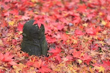 Plexiglas foto achterwand Jizo statue in Japanese garden. © mrpeak