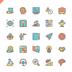 Flat line startup project and development elements icons set for website and mobile site and apps. Outline icons design. 48x48 Pixel Perfect. Linear pictogram pack. Vector illustration.