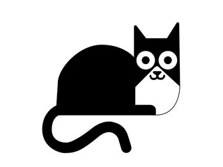 Black cat cartoon drawing vector illustration