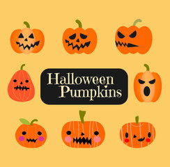 Halloween pumpkins set. Halloween elements for decoration.