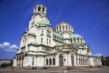 Fototapeta na wymiar SOFIA BULGARIA SEPTEMBER 1, 2018 The St. Alexander Nevsky Cathedral is a Bulgarian Orthodox cathedral in Sofia, the capital of Bulgaria on september 1 2018 in Sofia Bulgaria