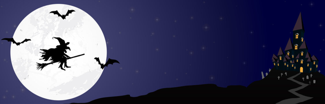 Halloween scary moon banner background
