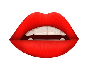 Lips with red matte lipstick