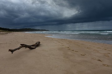 Australian Coastline Park Beach Coffs Harbour rain over ocean