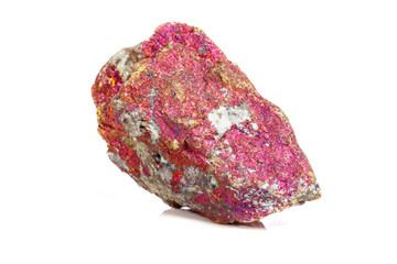 Macro mineral stone Chalcopyrite in the rock on a white background