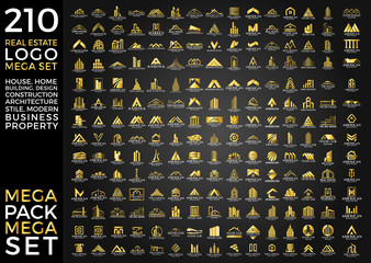 Mega Set and Big Group, Real Estate, Building and Construction Logo Vector Design Eps 10