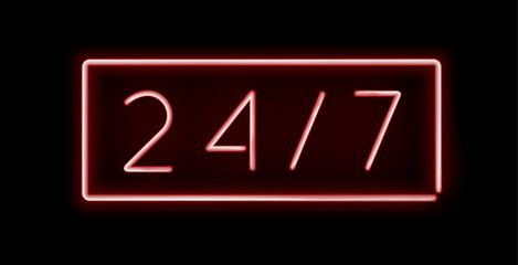 Red neon open sign  shape on a black background.  Vector illustration.