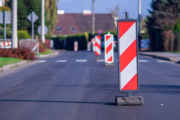 attention the street is blocked. repair work. an important person.