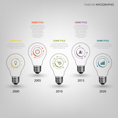 Abstract time line info graphic with design bulbs template