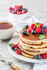 American pancakes with fresh berries