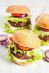 Delicious beef and cheese burgers