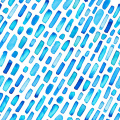 Diagonal blue watercolor seamless pattern.
