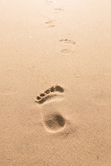 Fototapeta na wymiar Strand Fußabdruck im Sand