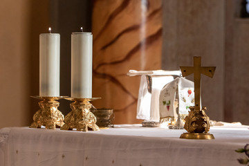 Church altar with candles