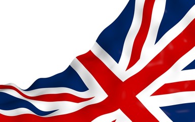 Waving flag of the Great Britain. British flag. United Kingdom of Great Britain and Northern Ireland. State symbol of the UK. 3D illustration