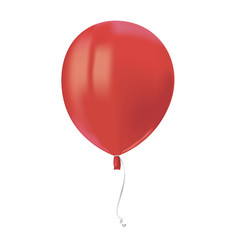 Realistic air flying red balloon with reflects isolated on white background. Festive decor element for any holiday. Vector illustration.