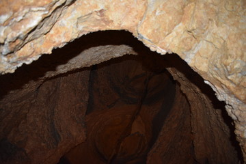 scenery from the inside of a cave