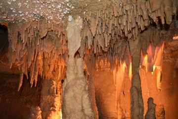 scenery from the inside of a cave