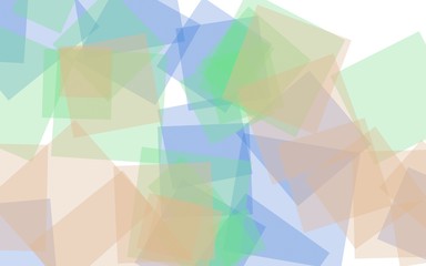 Multicolored translucent squares on white background. Green tones. 3D illustration